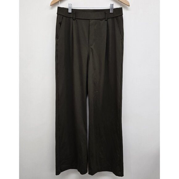 Halara Pleated High Waist Wide Leg Pull On Stretch Pants Size Medium Green EUC - Picture 1 of 10
